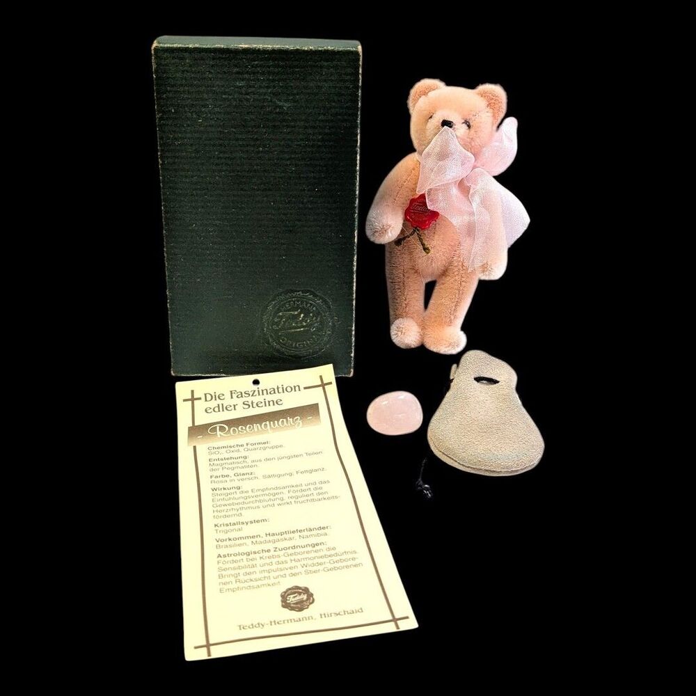 Rare Teddy Hermann Original Rose Quartz Rosenquarz Bear LE 529/1000 Complete Box
